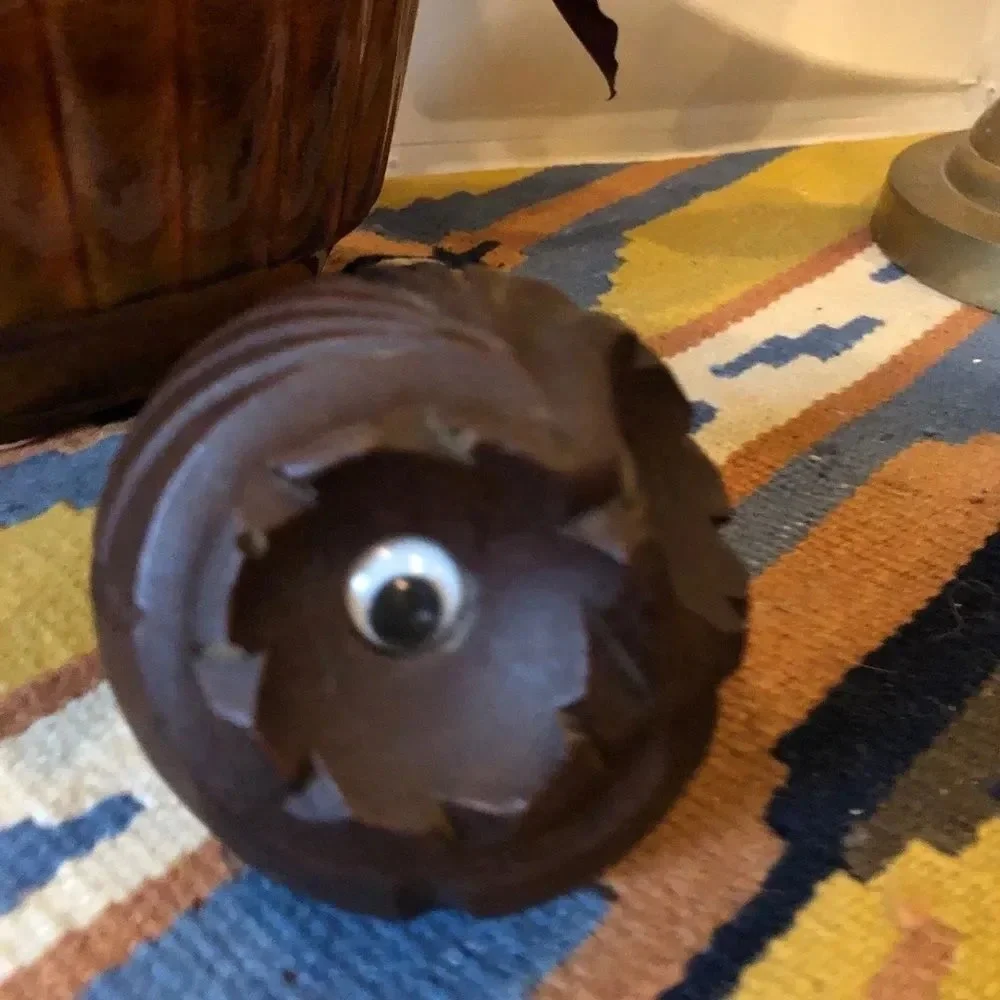 Vintage Googly Eyes Small Wooden‎ Owl Figurine